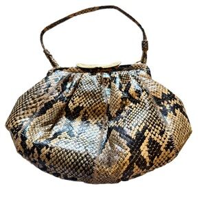 Pantera Snakeskin Clutch in Black and Brown with Gold Clasp- GUC